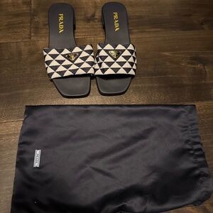 Prada Jacquard triangle Logo slides  37.5